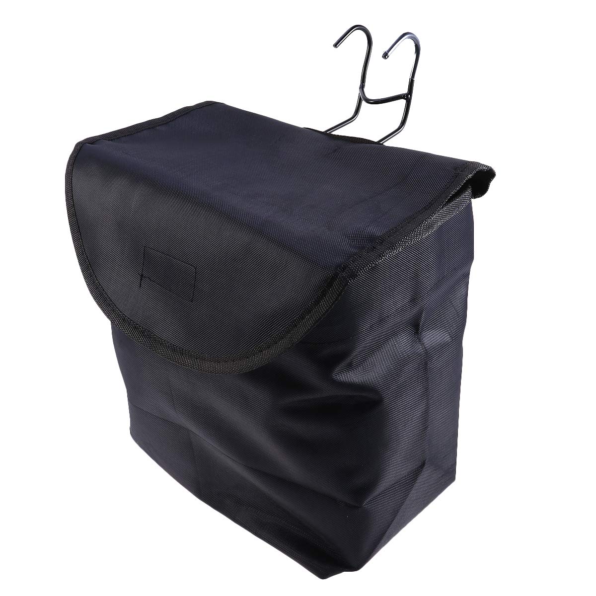 Square Canvas Bike Basket with Removable Lid & Holder - Front Handlebar Bicycle Accessories for Commuting & Shopping (Black)