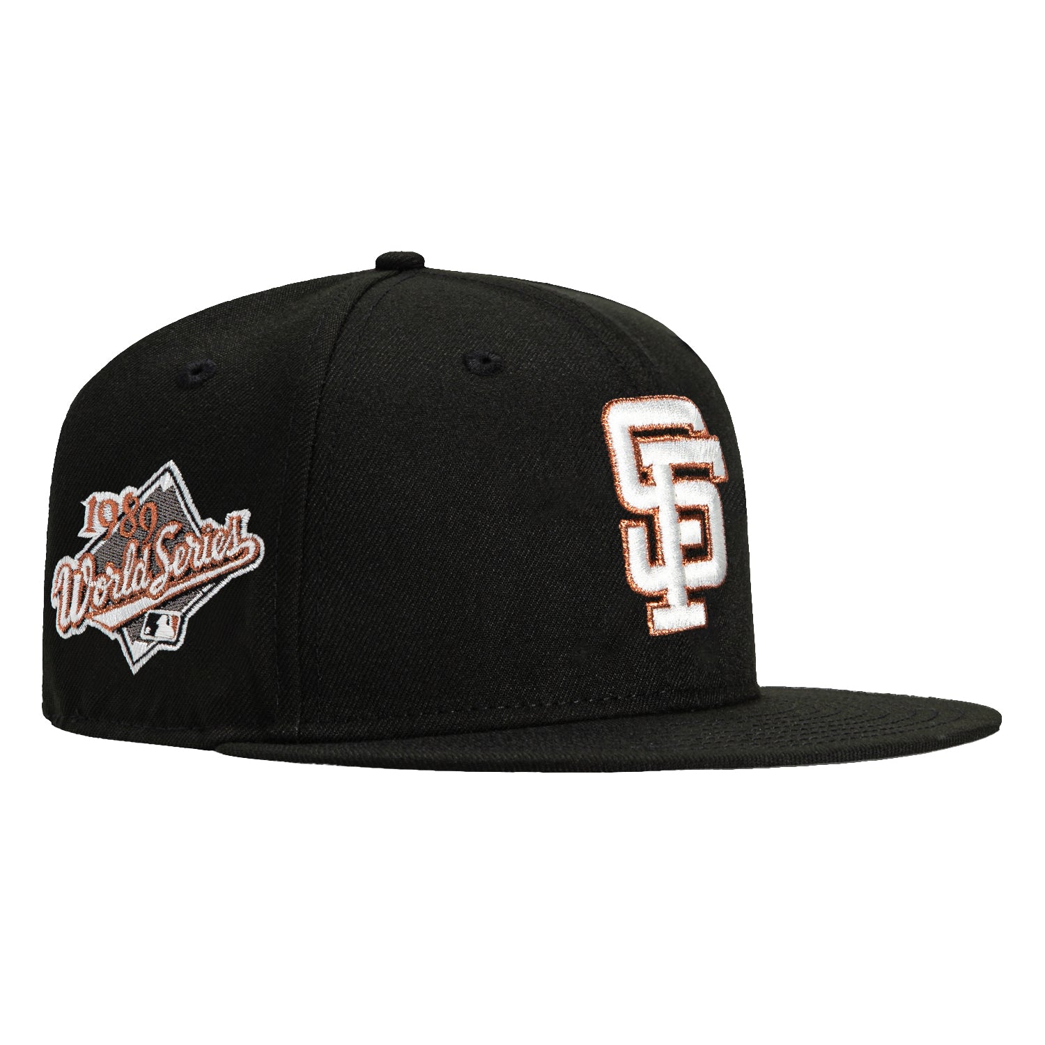 New Era 59Fifty San Francisco Giants 1989 World Series Patch Snapback Hat - Black, Ivory & Metallic Copper - Perfect for Baseball Games, Sports Events & Streetwear Fashion
