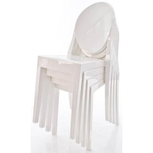 2-Piece Louis Style Ghost Armchair Set - Modern Mid Century Dining Room Chairs with Arms, Lounge Accent Seats (White) - Perfect for Living Room, Dining Area & Home Office Decor