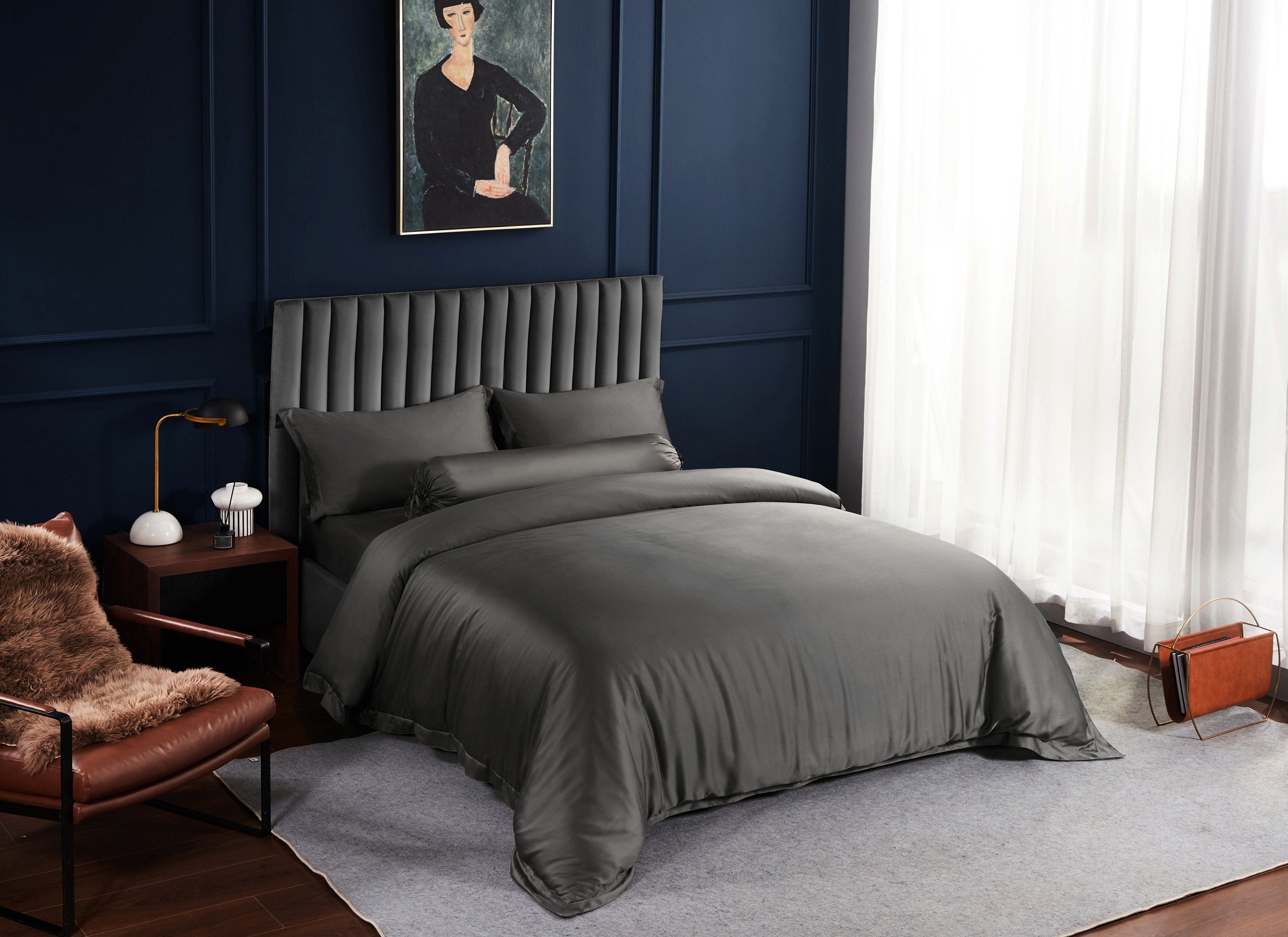 Premium TENCEL™ LF Imperial Gray Fitted Sheet Set - Queen Size, Soft & Breathable Bedding for Luxury Hotels & Upscale Home Bedrooms