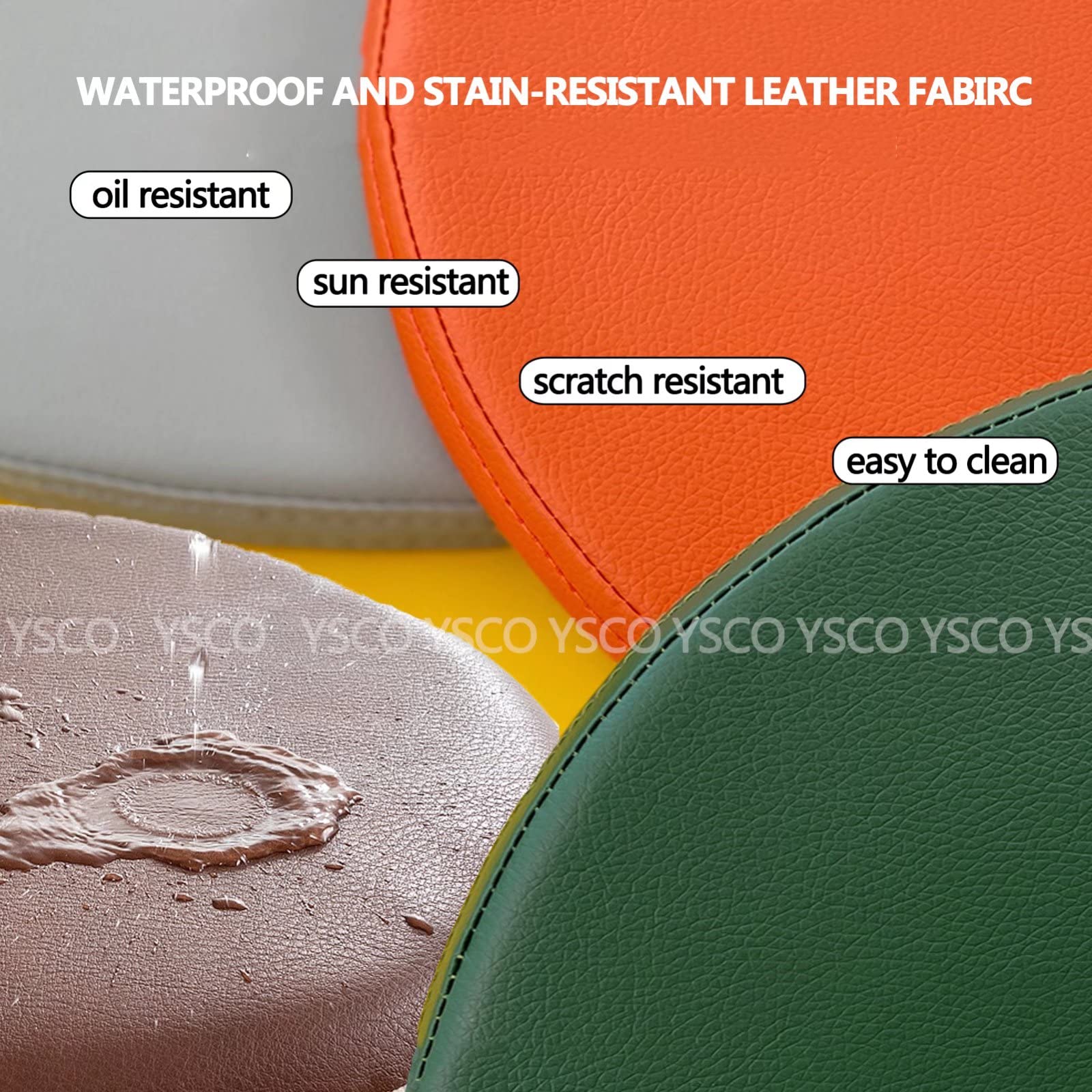 **Round Memory Foam Seat Cushions for Stools & Patio Chairs – Waterproof, Stain-Resistant, Durable Leather Cover – Easy to Clean (Yellow) – Perfect for Outdoor Furniture, Kitchen Bar Stools & Garden Seating**