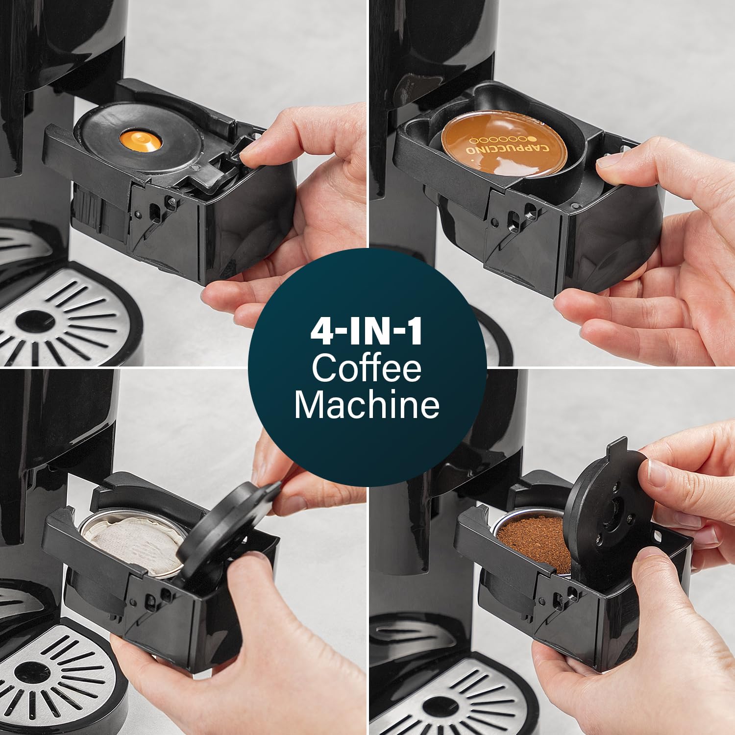 Princess 249450 Black Capsule Coffee Maker - Compact & Easy to Use for Home, Office, or Travel