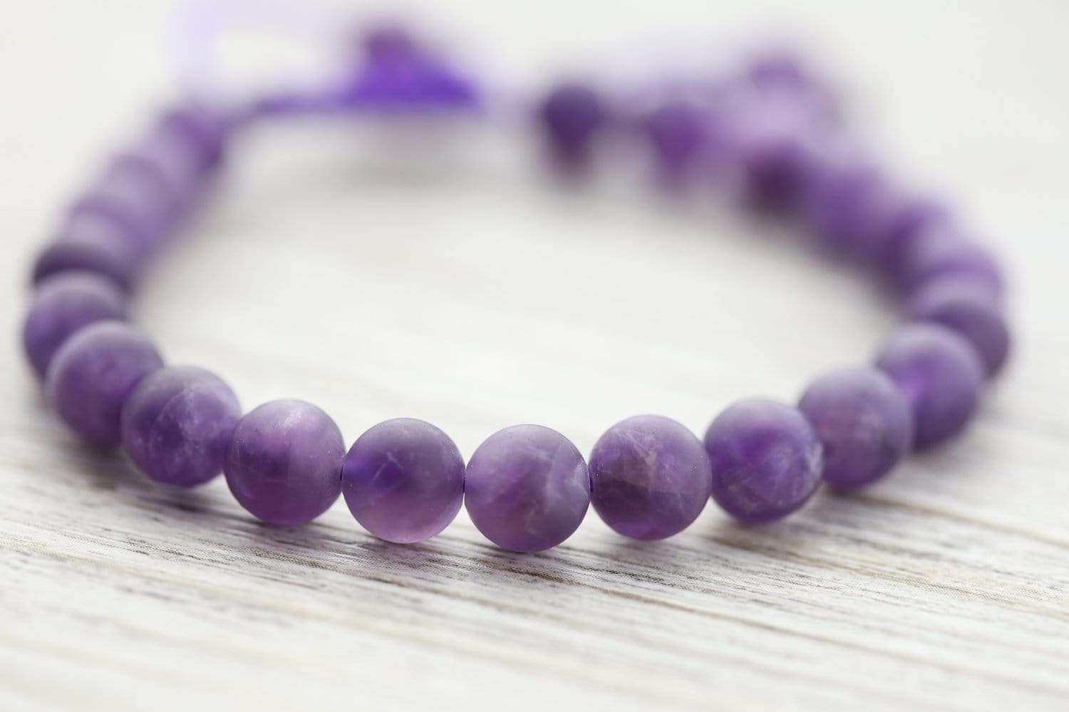 Healing Matte Amethyst Wrist Mala Beads - Natural Stone Meditation Bracelet for Stress Relief & Spiritual Balance | Perfect for Yoga, Mindfulness & Chakra Healing