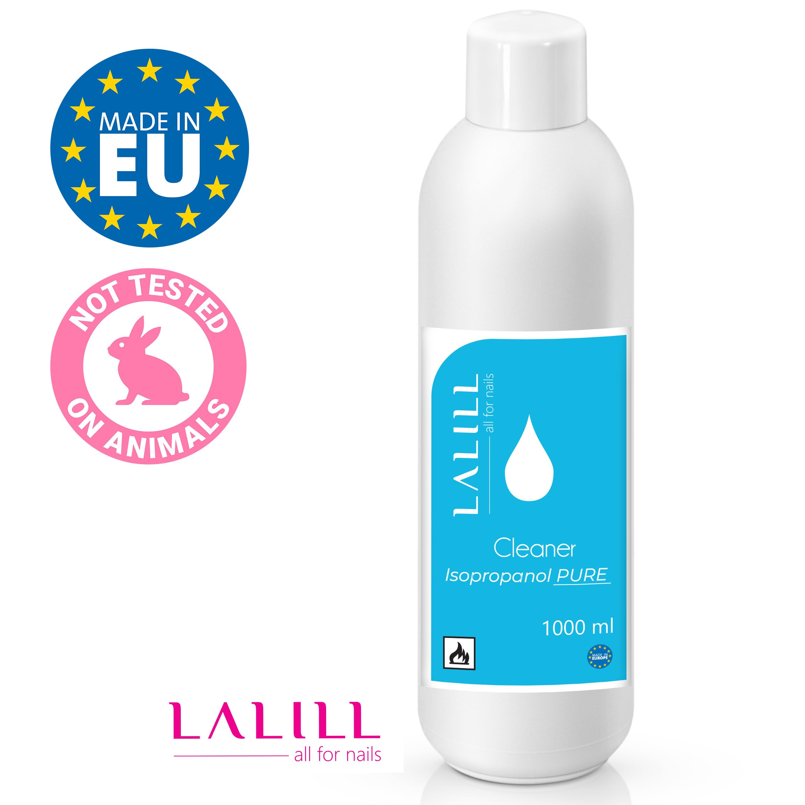Lalill 1000ml 99% Isopropanol IPA Nail Cleaner & Degreaser - Removes Gel Polish, Nails, Hybrids & Brushes - Professional Salon & Home Manicure Essential
