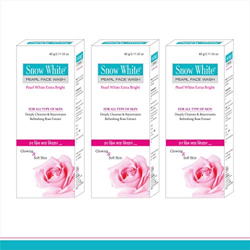 Snow White Pearl Face Wash for Acne, Dark Circles & Anti-Aging - Brightening & Hydrating Facial Cleanser (180g) - Perfect for Daily Skincare Routine & Sensitive Skin Care