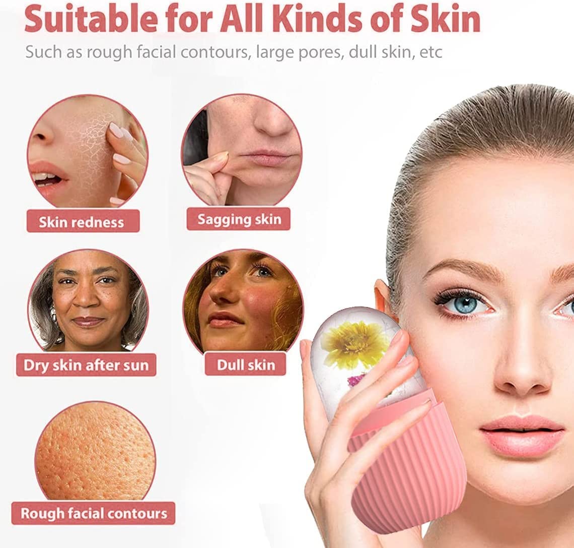 Dweezhet Ice Roller for Face Massager | Cooling Facial Roller for Glowing Skin | Pink Skincare Ice Cube Roller for Puffiness & Dark Circles - Perfect for Morning Routine & Post-Workout Recovery