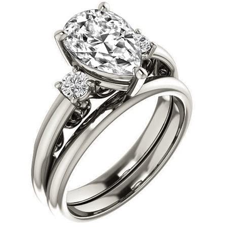 JEWELERYN 4 CT Pear Cut Three Stone Bridal Ring Set - VVS1 Clarity Colorless Moissanite in 925 Sterling Silver | Engagement & Wedding Ring Set | Perfect Gift for Anniversaries, Proposals & Special Occasions