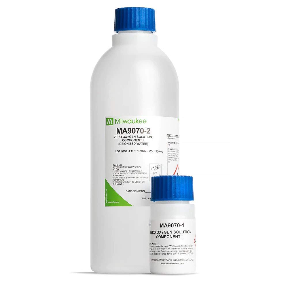 Milwaukee MA9070 Zero Oxygen Solution, 500ml - Calibration Fluid for SM600/MW600 Dissolved Oxygen Meters | Perfect for Aquariums, Hydroponics & Water Quality Testing
