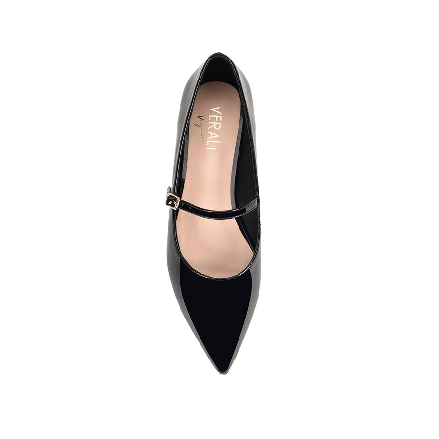 Stylish Iguana Mary Jane Flats - Black Patent Leather Women's Shoes for Work, Office & Casual Wear