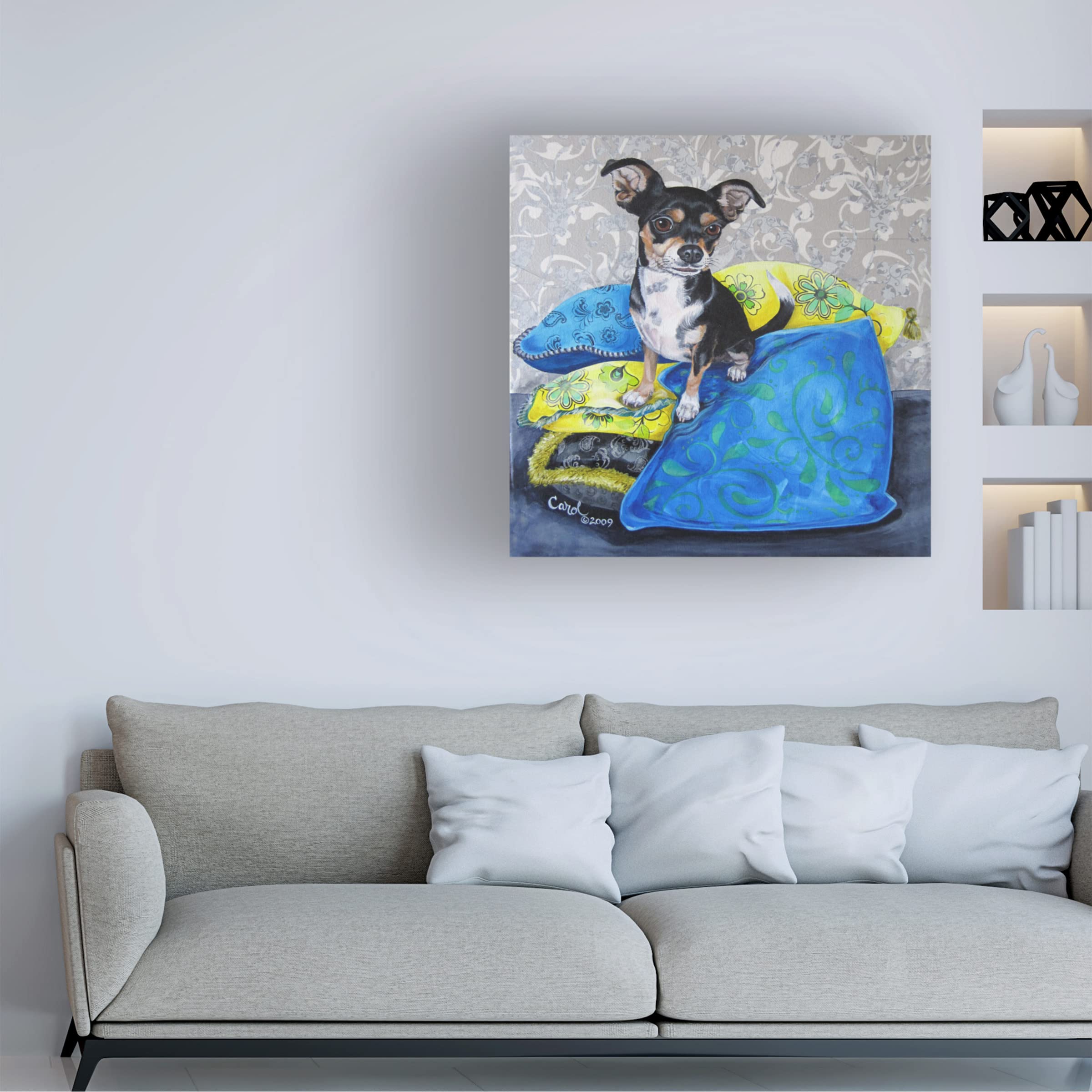 Trademark Fine Art 'Chihuahua Pillows II' Canvas Wall Art by Carol Dillon - Perfect for Living Room, Bedroom & Office Decor
