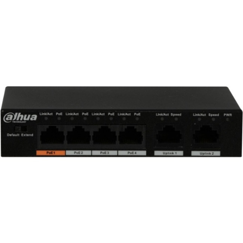 Dahua DH-PFS3006 4GT 60 4-Port PoE Gigabit Ethernet Switch - Power Over Ethernet Network Switch for IP Cameras, VoIP Phones & Wireless Access Points - Ideal for Home & Office Networking Solutions
