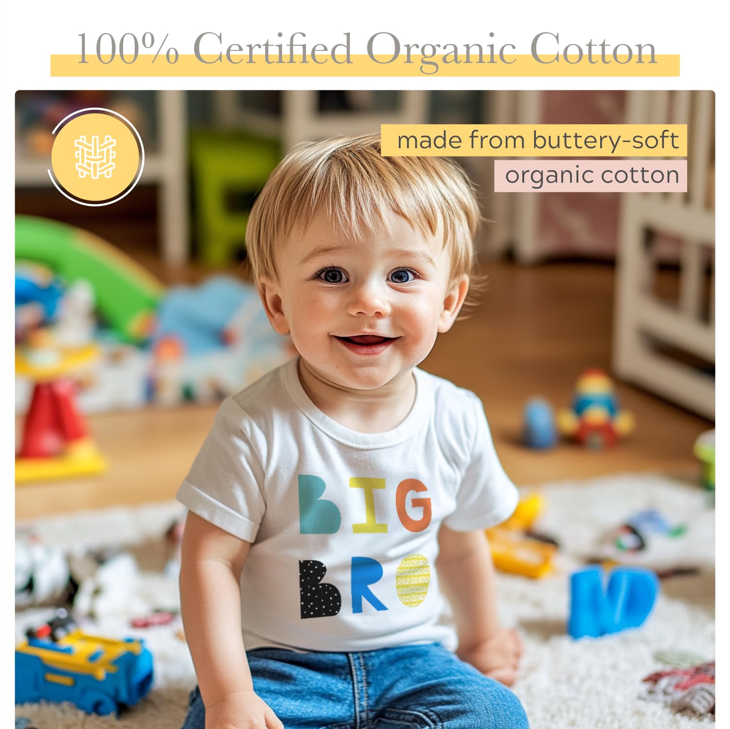 Organic Cotton Graphic Toddler Tees for Boys & Girls 12M-4T | Soft Breathable Baby Shirts | Multiple Cute Designs | Perfect for Playdates, Daycare & Family Outings