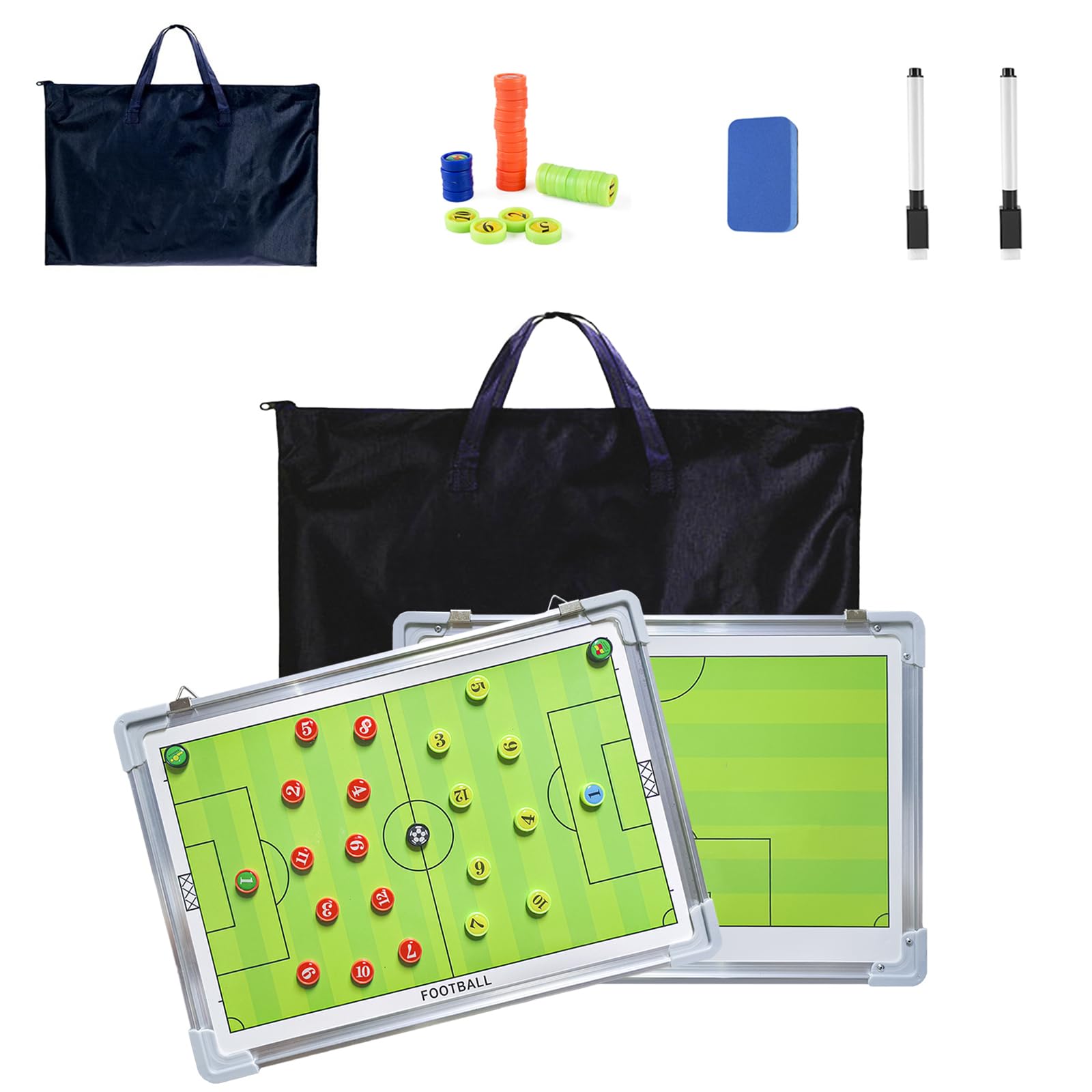 VolksRose Magnetic Soccer Coaching Board with Dry Erase Whiteboard & Marker - Tactical Training Equipment for Soccer Coaches | Perfect for Practice Sessions, Game Planning & Coaching Gifts