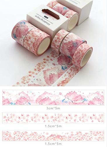 3-Pack Cute Washi Tape Set for DIY Scrapbooking, Journaling, and Home Decoration - Adhesive Decorative Masking Tape in Assorted Colors (6 Styles) - Perfect for Bullet Journals, Gift Wrapping, and Craft Projects