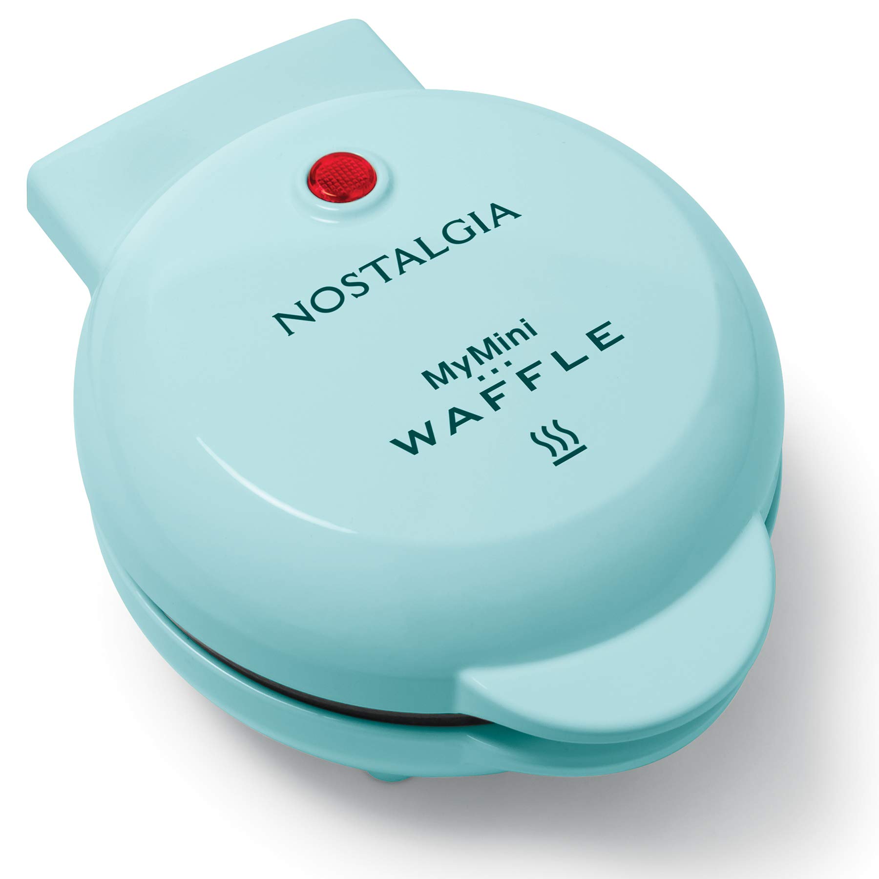 Nostalgia MyMini Personal Electric Waffle Maker - 5 Inch Non-Stick Cooking Surface for Waffles, Hash Browns, French Toast, Grilled Cheese, Quesadillas, Brownies & Cookies - Compact & Portable for Dorms, Offices & Small Kitchens - Aqua Blue