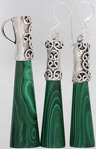 Sterling Silver Inlay Pencil Pendant and Matching Earrings Set - Elegant Jewelry Gift for Teachers, Students & Writers - Perfect for Graduation, Birthday & Everyday Wear
