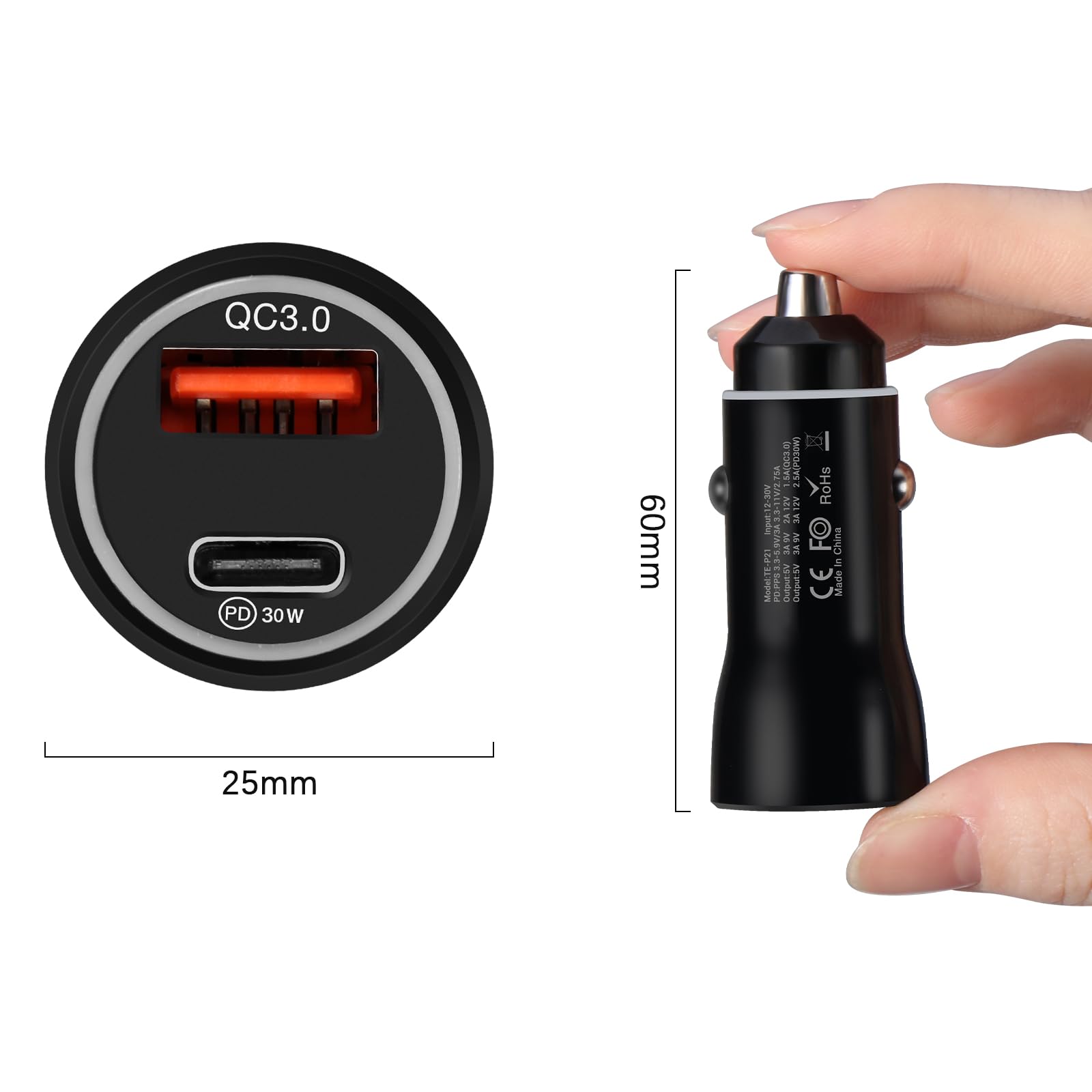 20W PD & 18W QC Fast Car Charger for iPhone 14/13/12 & Samsung Galaxy - Quick Charge Adapter for Road Trips & Daily Commutes