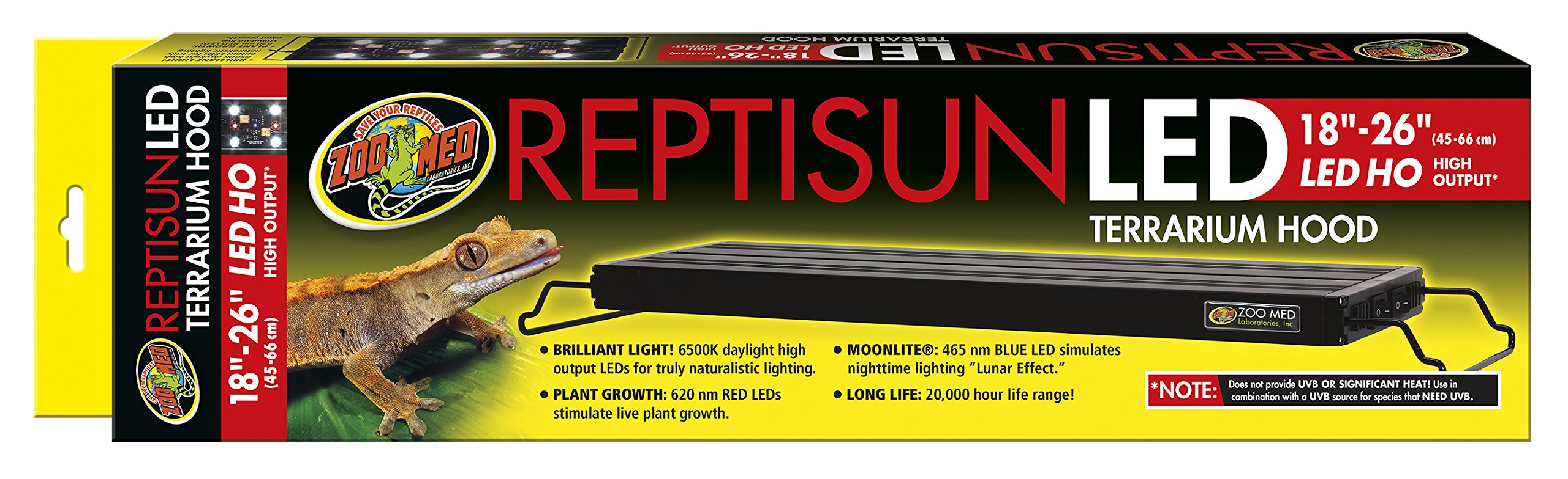 Zoo Med Reptisun LED Terrarium Hood - UVB Lighting for Reptiles & Amphibians - Perfect for Bearded Dragons, Turtles & Geckos Enclosures
