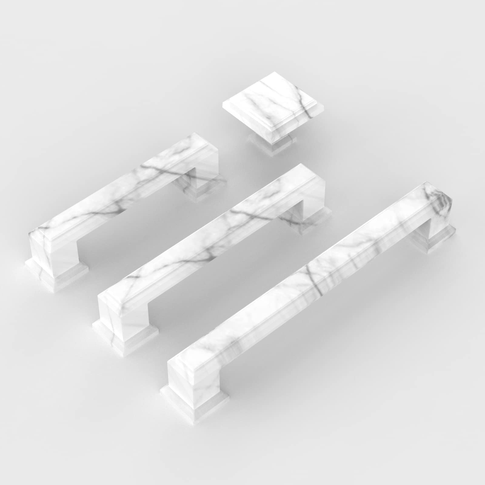 10 Pack 5 Inch White Marble Cabinet Handles - Premium Zinc Alloy Kitchen Cabinet Pulls for Cabinets, Dressers & Furniture Hardware (Perfect for Modern Kitchen & Bathroom Renovation)