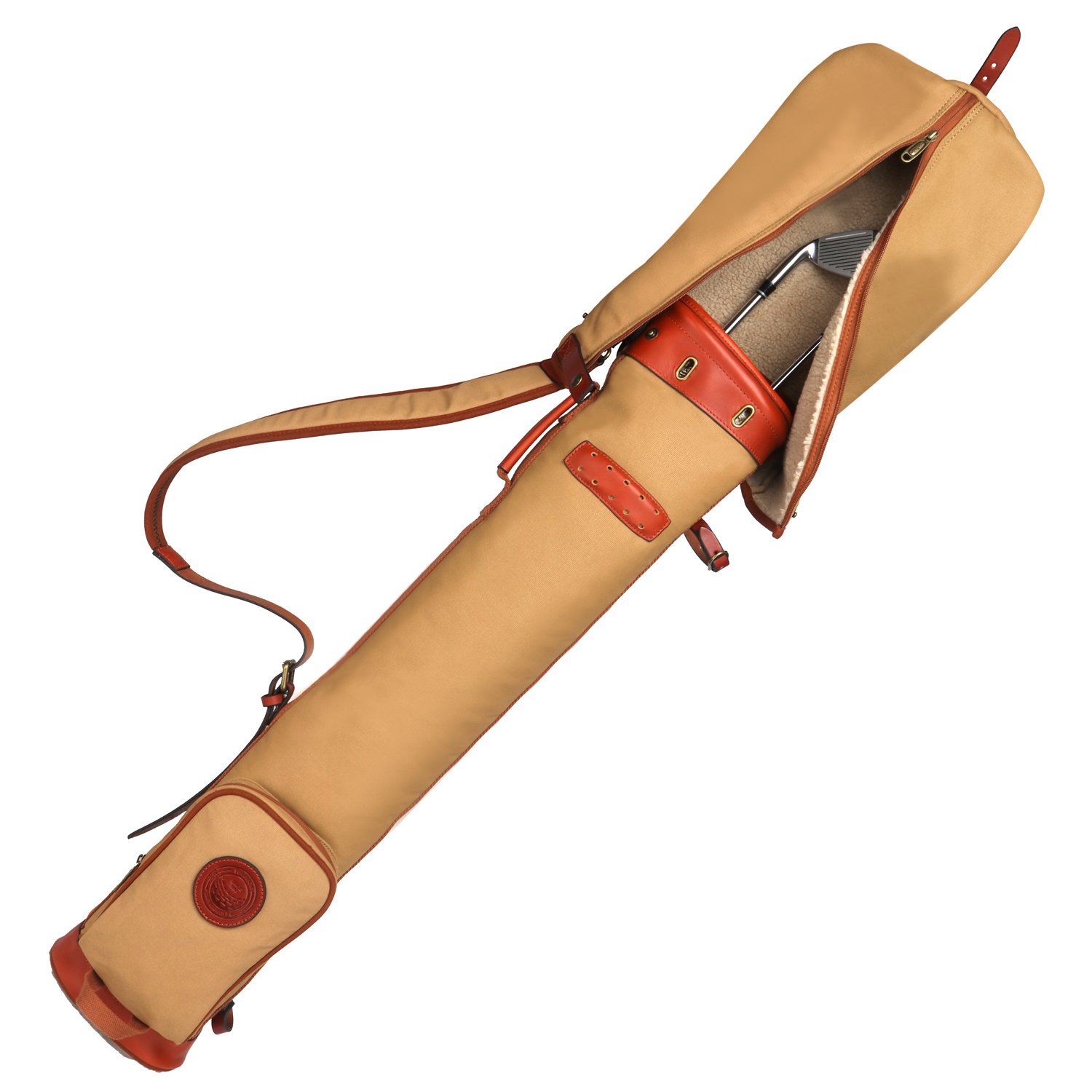 Vintage Golf Club Carry Bag - Durable Canvas & Leather Travel Case for Golf Clubs | Perfect for Golf Trips, Tournaments & Practice Sessions