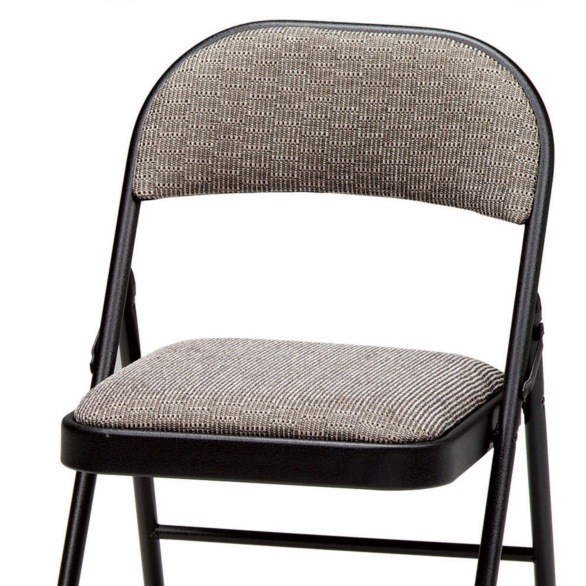 MECO 4 Pack Padded Folding Chairs - Cushioned Metal Fabric Foldable Chairs for Indoor & Outdoor Use, Black - Perfect for Parties, Camping, Picnics & Home Events