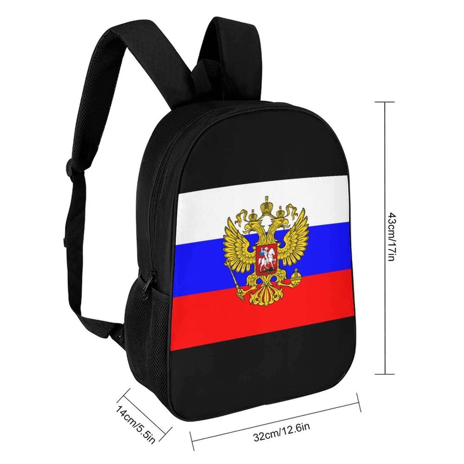 IOEDTHBJ Russia Coat of Arms & Flag 3D Printed Backpack - 17 Inch Laptop Bag for School, Work & Travel | Durable Computer Backpack for Men & Women | Perfect for Students, Professionals & Commuters