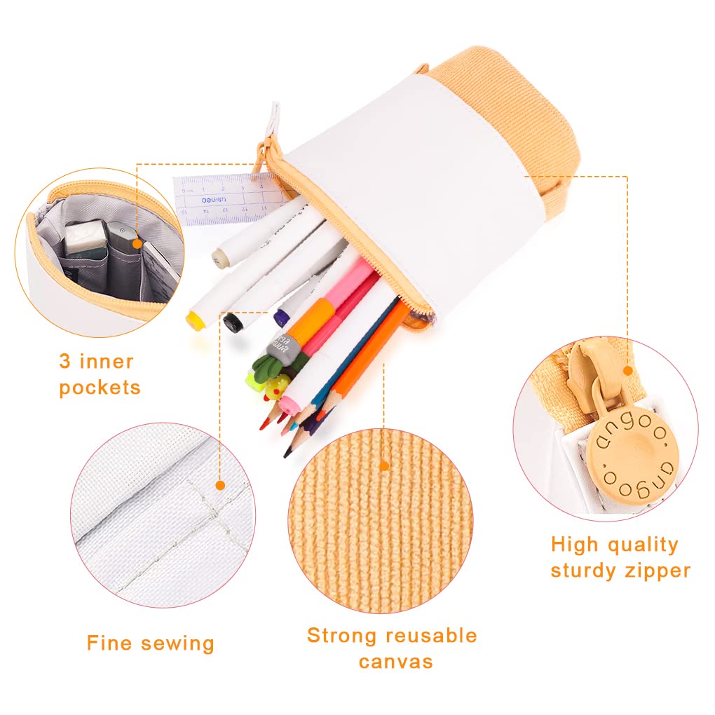 Oyachic Stand Up Pencil Case - Adjustable Telescopic Pen Holder & Cosmetic Organizer Bag for Women | Perfect for School, Office & Travel | Cute Makeup Pouch & Stationery Storage Solution