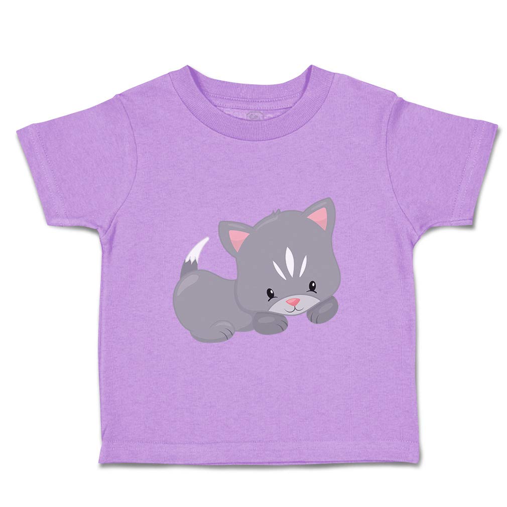 Cute Cat & Kitten Toddler T-Shirt - 100% Cotton Soft Baby Tee for Boys & Girls - Funny Pet Design in Lavender - Size 3T - Perfect for Playdates, Daycare & Family Photos