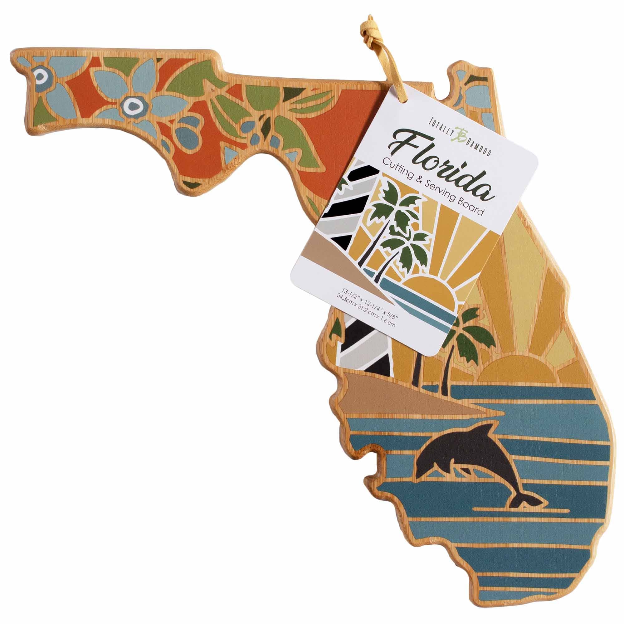Florida Handcrafted Wooden Cutting Board with Summer Stokes Artwork - Perfect for Kitchen Prep, Charcuterie Boards & Home Decor Gifts