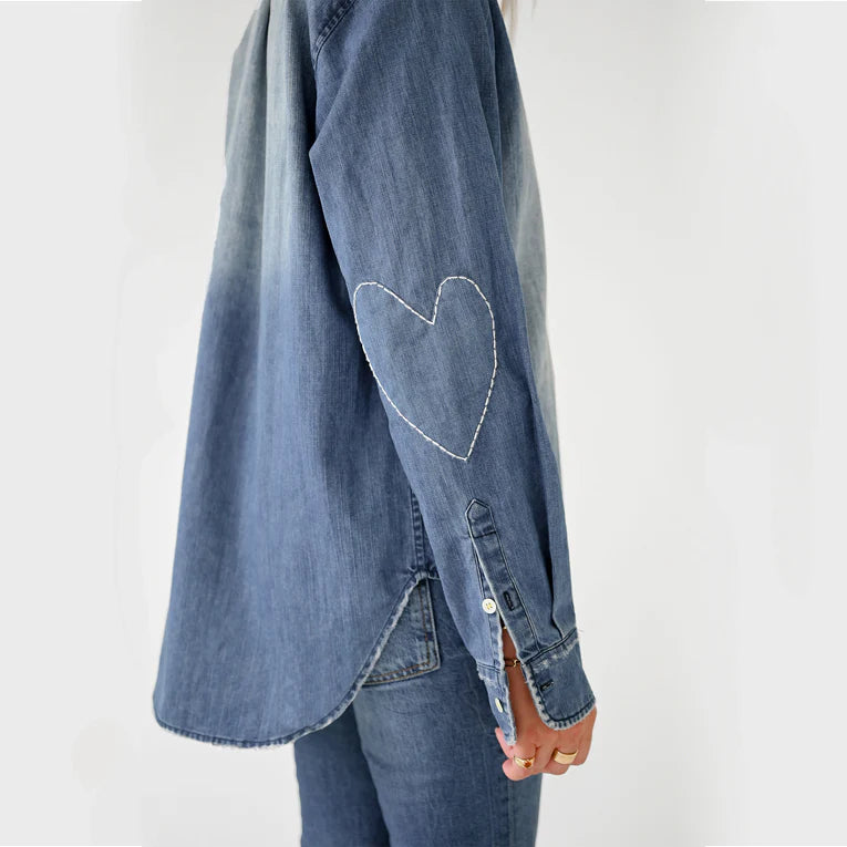 Mia Shirt - Women's Dark Denim Button Down Shirt for Casual & Office Wear | Slim Fit Denim Top for Everyday Style