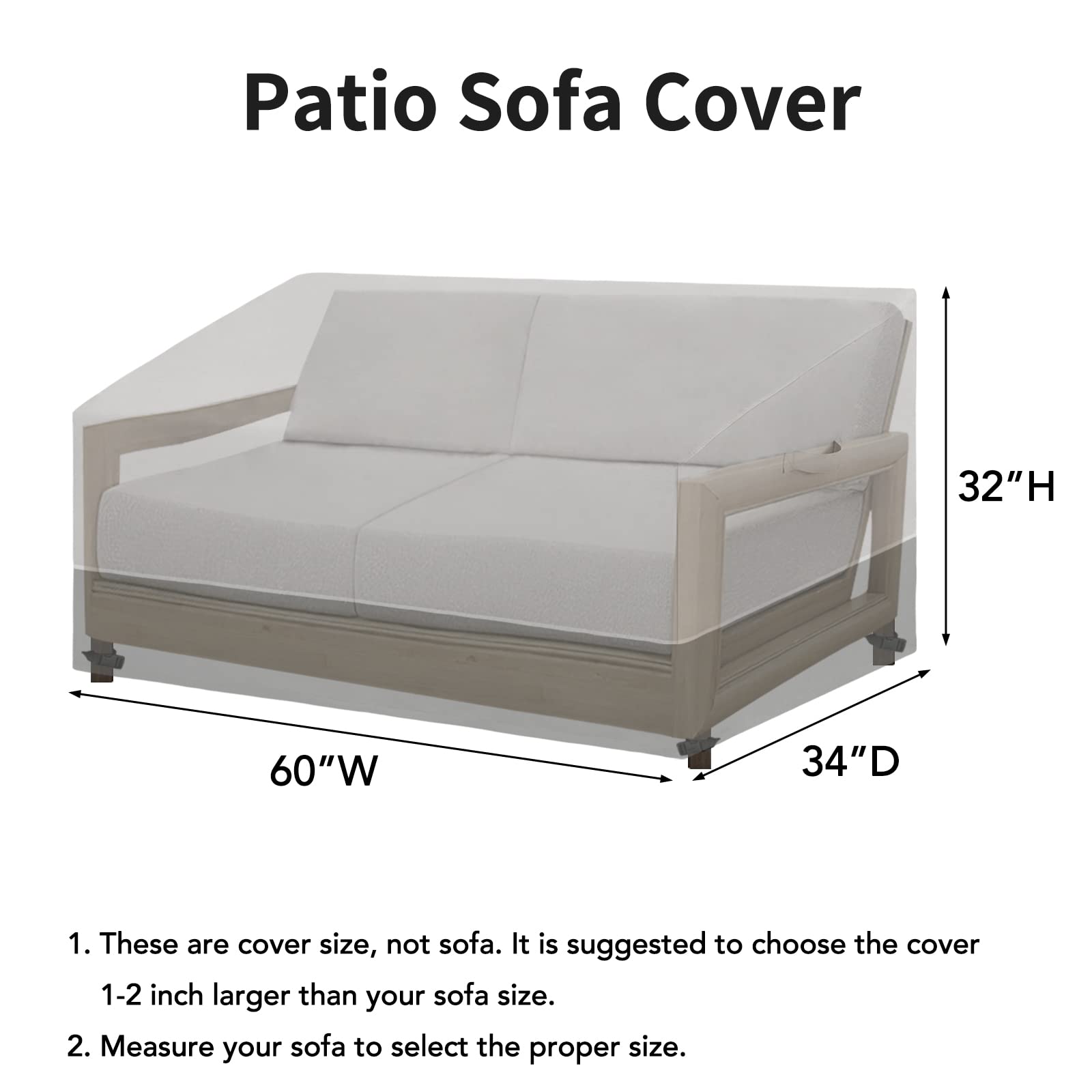 UV Resistant Waterproof Outdoor Loveseat Cover - 2-Seater Patio Bench Cover with Reflective Hemming (60