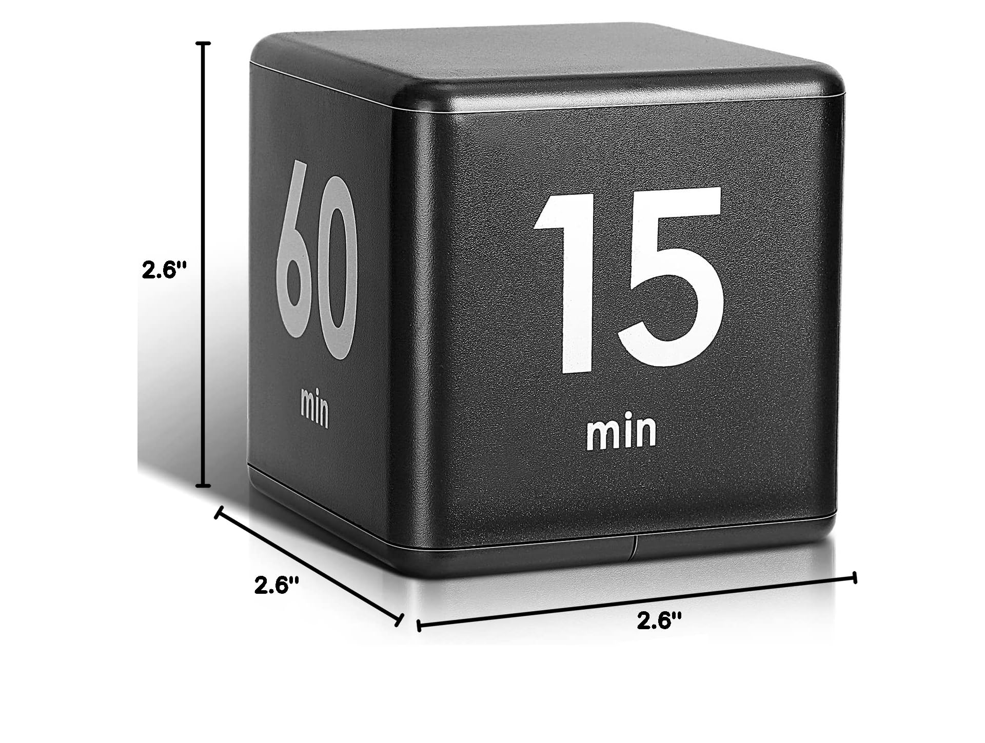 Weewooday Cube Timer Block - ADHD Focus Timer with Gravity Sensor for Productivity, Workouts & Learning - 15/20/30/60 Minute Countdown - 2.6 Inch Black Desk Timer for Kitchen, Office & Study Time Management