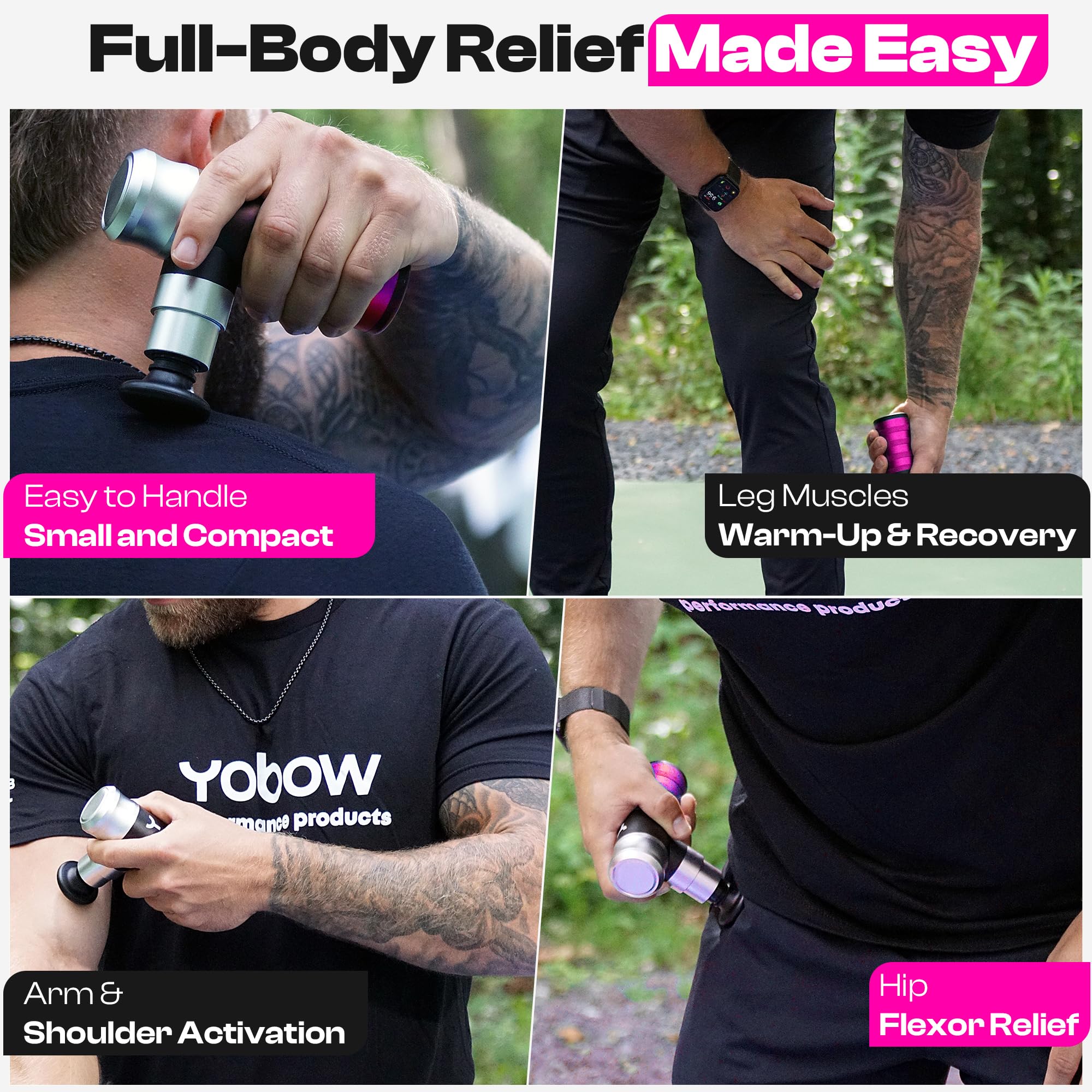 Portable Mini Massage Gun with 4 Speeds & 6 Colors - Deep Tissue Muscle Pain Relief, USB-C Fast Charging, Includes Carrying Case | Perfect for Post-Workout Recovery, Office Stress Relief & Home Relaxation Therapy