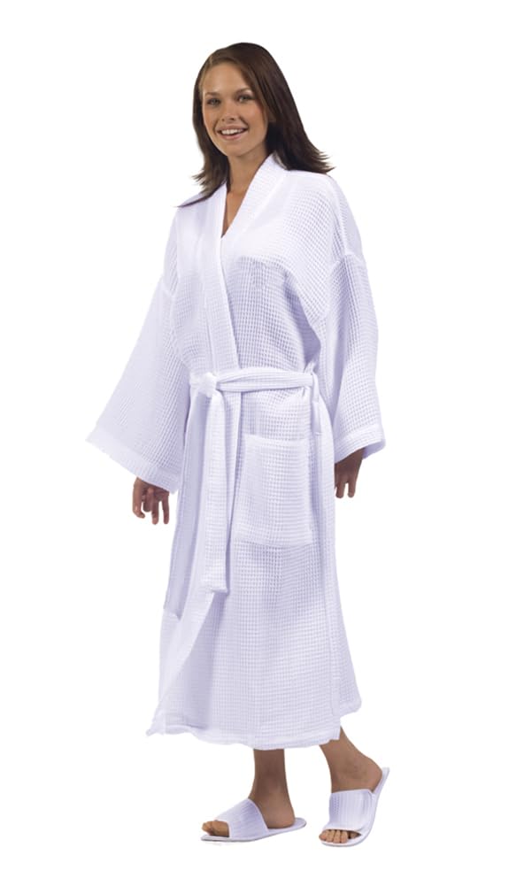 Unisex Waffle Kimono Spa Robe - Lightweight & Breathable Cotton Bathrobe for Men & Women with Pockets | Perfect for Spa, Hotel, Home Relaxation & Gifts