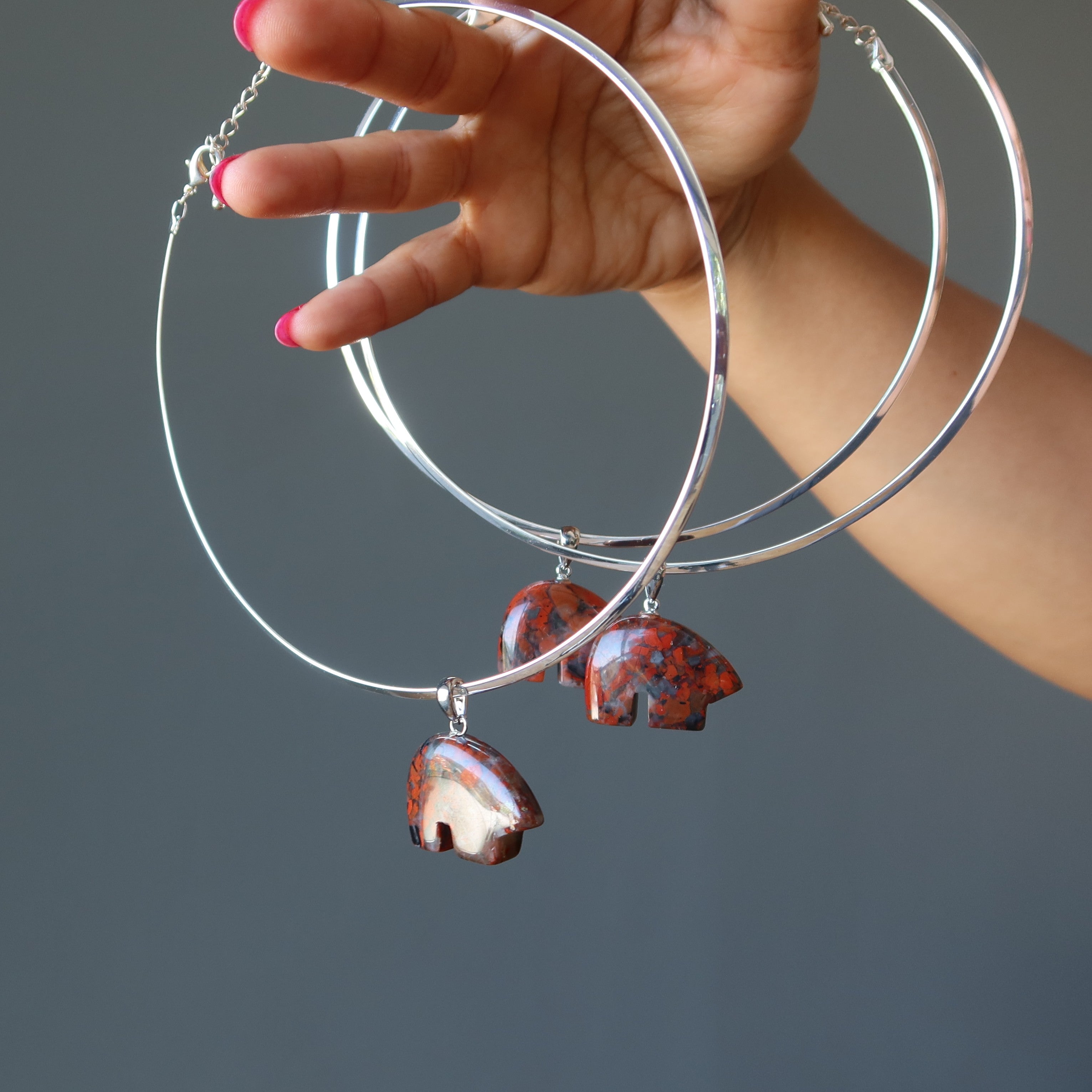 Red Jasper Necklace with Guardian Bear Charm - Sterling Silver Choker for Women, Spiritual Protection Jewelry - Perfect for Meditation, Healing & Everyday Wear