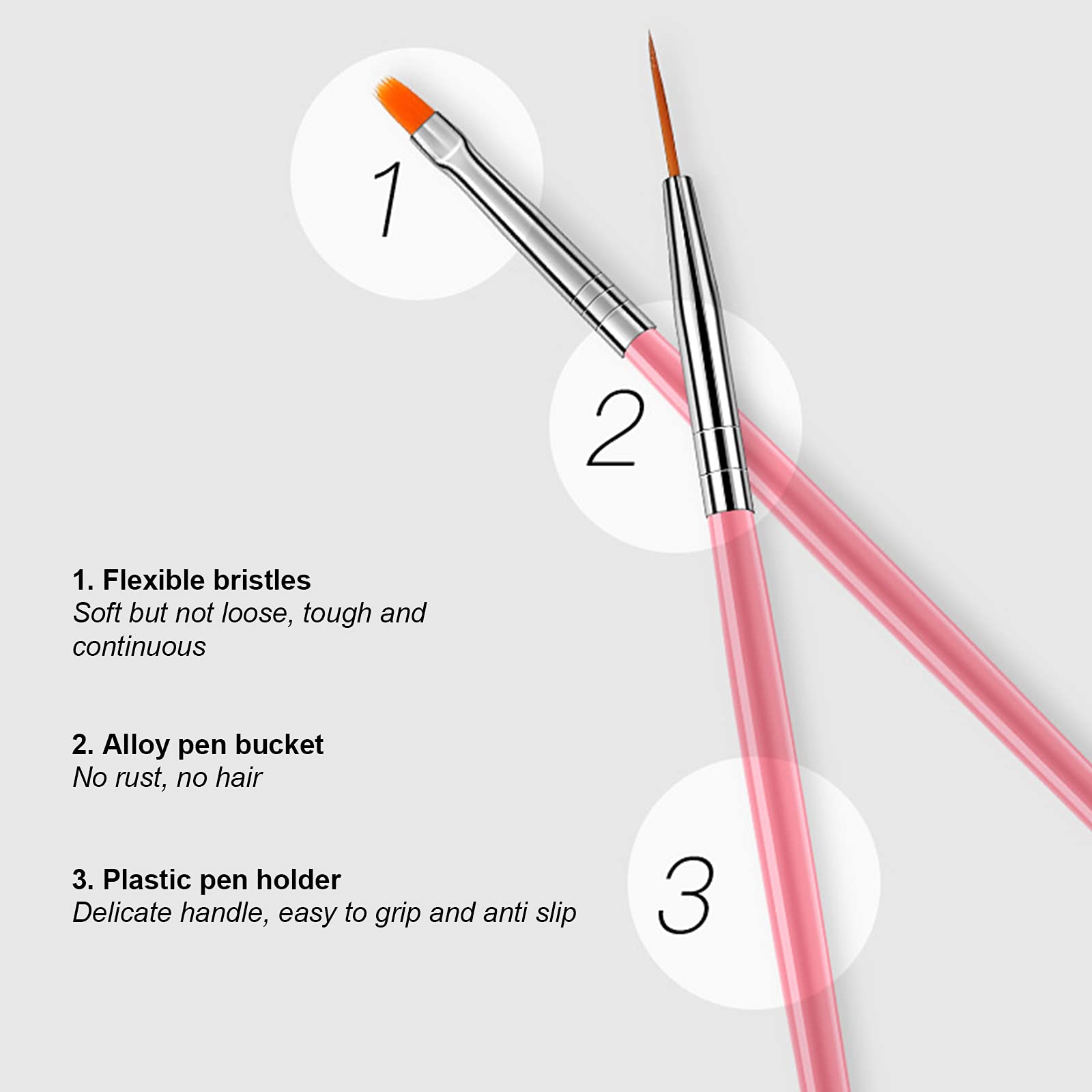 **15 Pcs Professional Nail Art Brush Set - Fan Brush & Liner Brushes for Gel Nails, DIY & Salon Use - Pink Nail Design Kit for Home, Manicure & Pedicure**