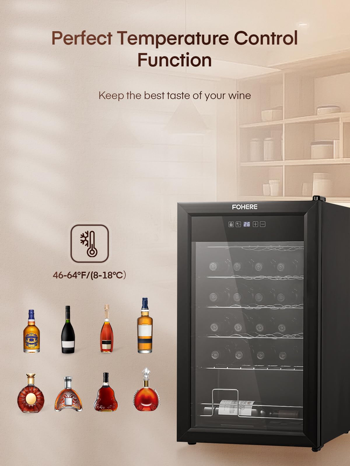 28 Bottles Wine Cooler Refrigerator - Dual Glass Door Wine Fridge with LED Lighting & Digital Temperature Control - Perfect for Home Bars, Offices, and Restaurants - Keep Your Wine Collection at Ideal Serving Temperature for Entertaining and Special Occasions