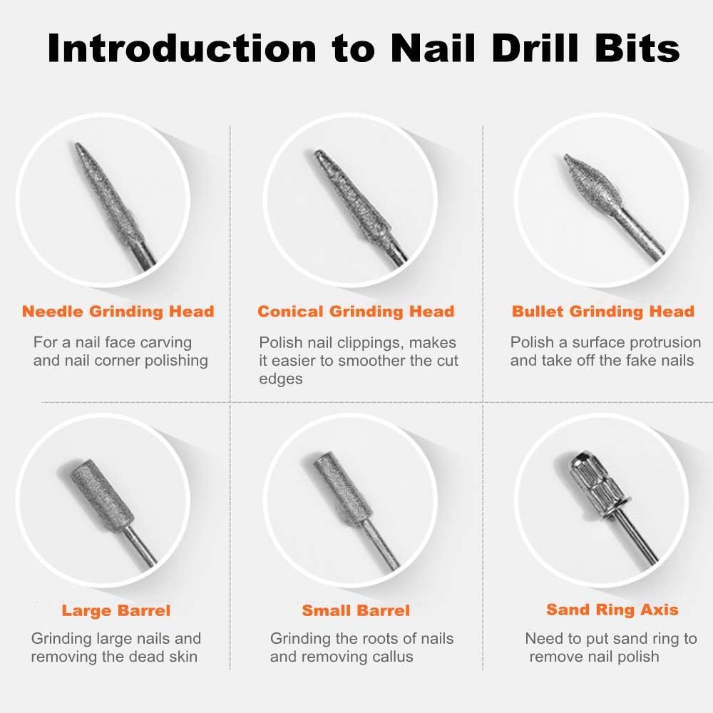 Professional Nail Drill Bits Set - 6 PCS 3/32