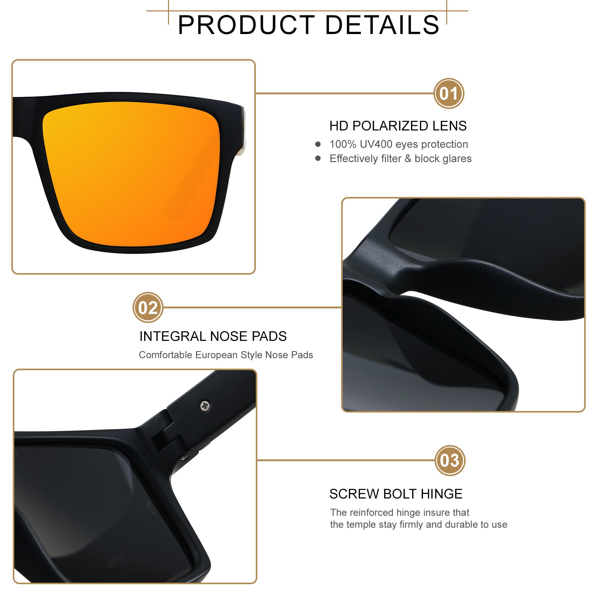 LYZOIT Square Polarized Sunglasses for Men & Women - UV Protection, Oversized Rectangle Shades for Driving, Beach & Outdoor Activities
