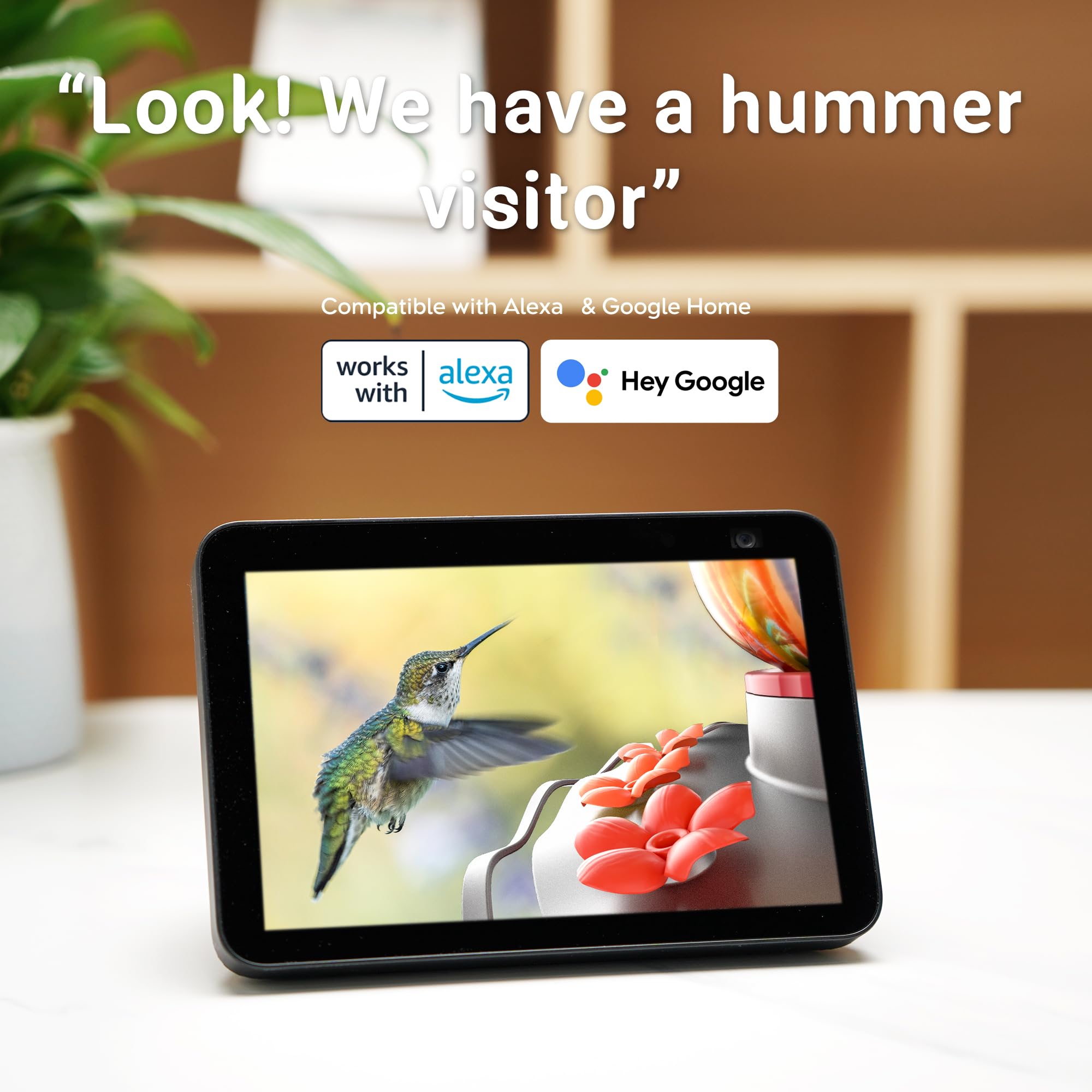 Smart Hummingbird Feeder with 2K HD Camera - Solar Powered AI Bird Identification, Water Level Detection & Instant Alerts | Leakproof Design with Ant Moat | Alexa & Google Assistant Compatible | Perfect for Backyard Birdwatching & Nature Lovers