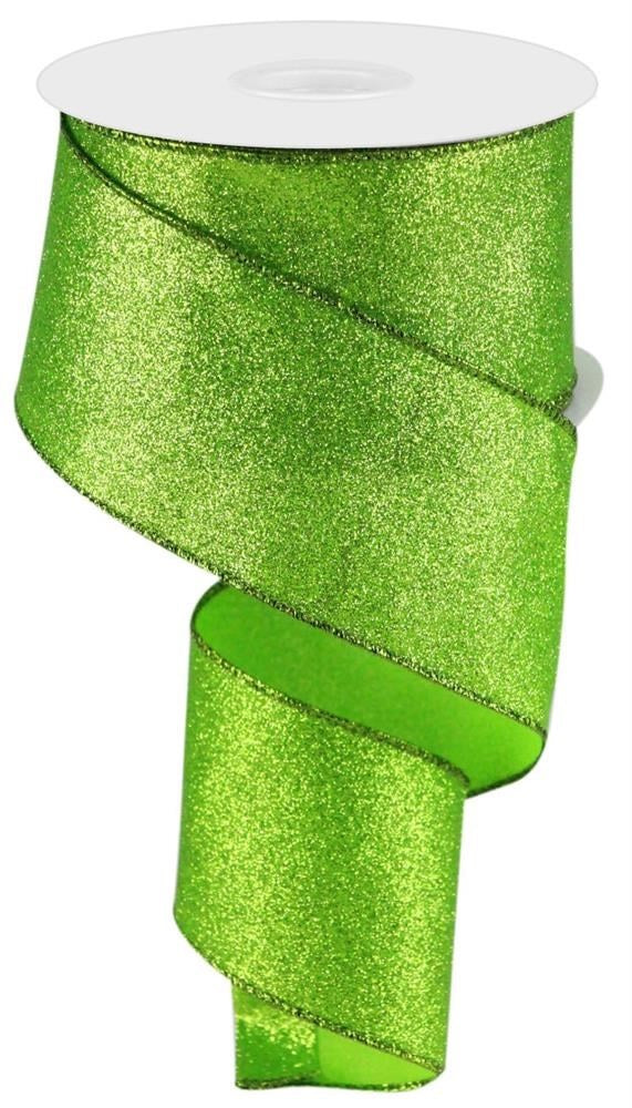 10 Yards Lime Green Shimmer Glitter Pongee Fabric Ribbon - Perfect for DIY Crafts, Gift Wrapping, Hair Bows & Party Decorations
