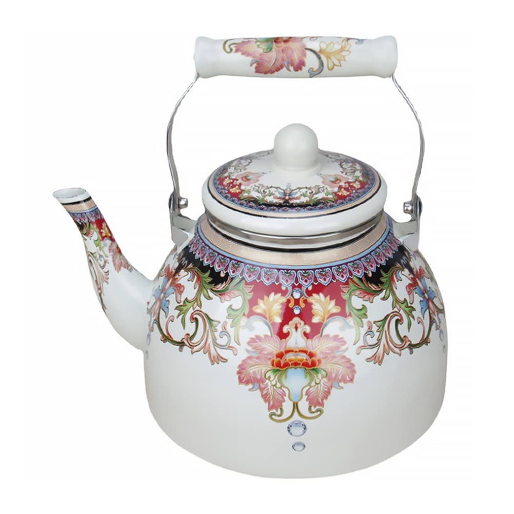 Vintage Enamel Tea Kettle - Large Capacity 2.5L Stovetop Kettle with Whistle - Perfect for Home, Kitchen & Camping - Classic Retro Style for Tea Lovers & Coffee Brewing