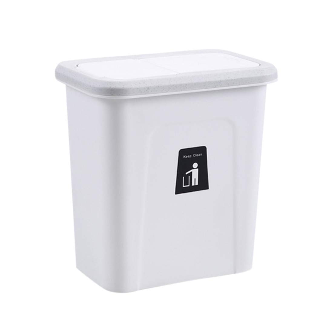 Automatic Return Wall Mounted Trash Can - Hands-Free Kitchen Cabinet Hanging Garbage Bin with Lid for Bathroom, Office & Under Sink Storage