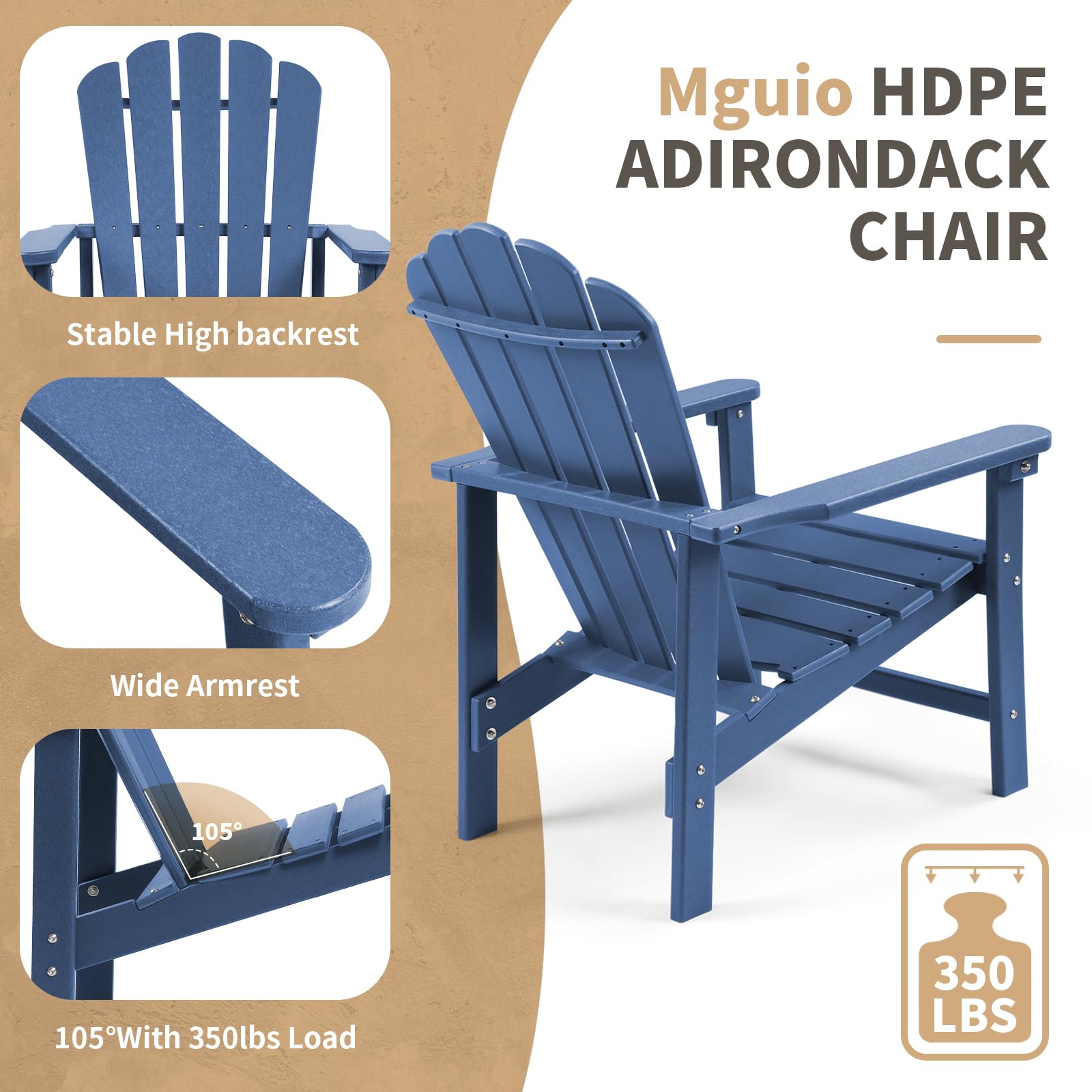 Stackable Adirondack Chairs Set of 2 - Durable HDPE All-Weather Outdoor Fire Pit Chairs for Patio, Garden, Deck & Backyard - Perfect for Camping, Picnics & Relaxing Outdoors