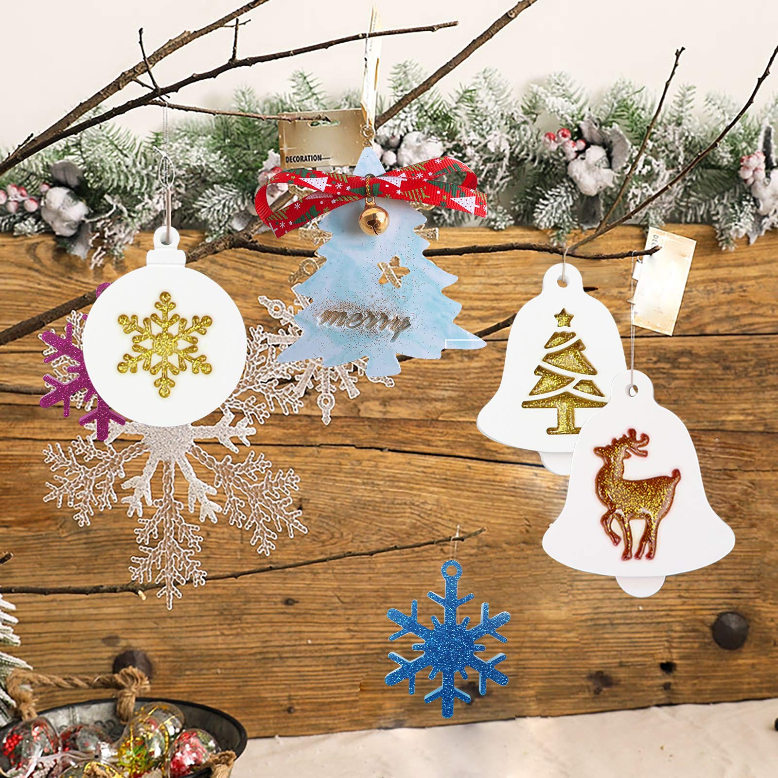 14pcs Christmas Epoxy Resin Molds Set - Silicone DIY Craft Molds for Making Jewelry, Christmas Tree, Snowflake & Santa Hat Decorations - Perfect for Holiday DIY Projects, Gift Making & Home Decor