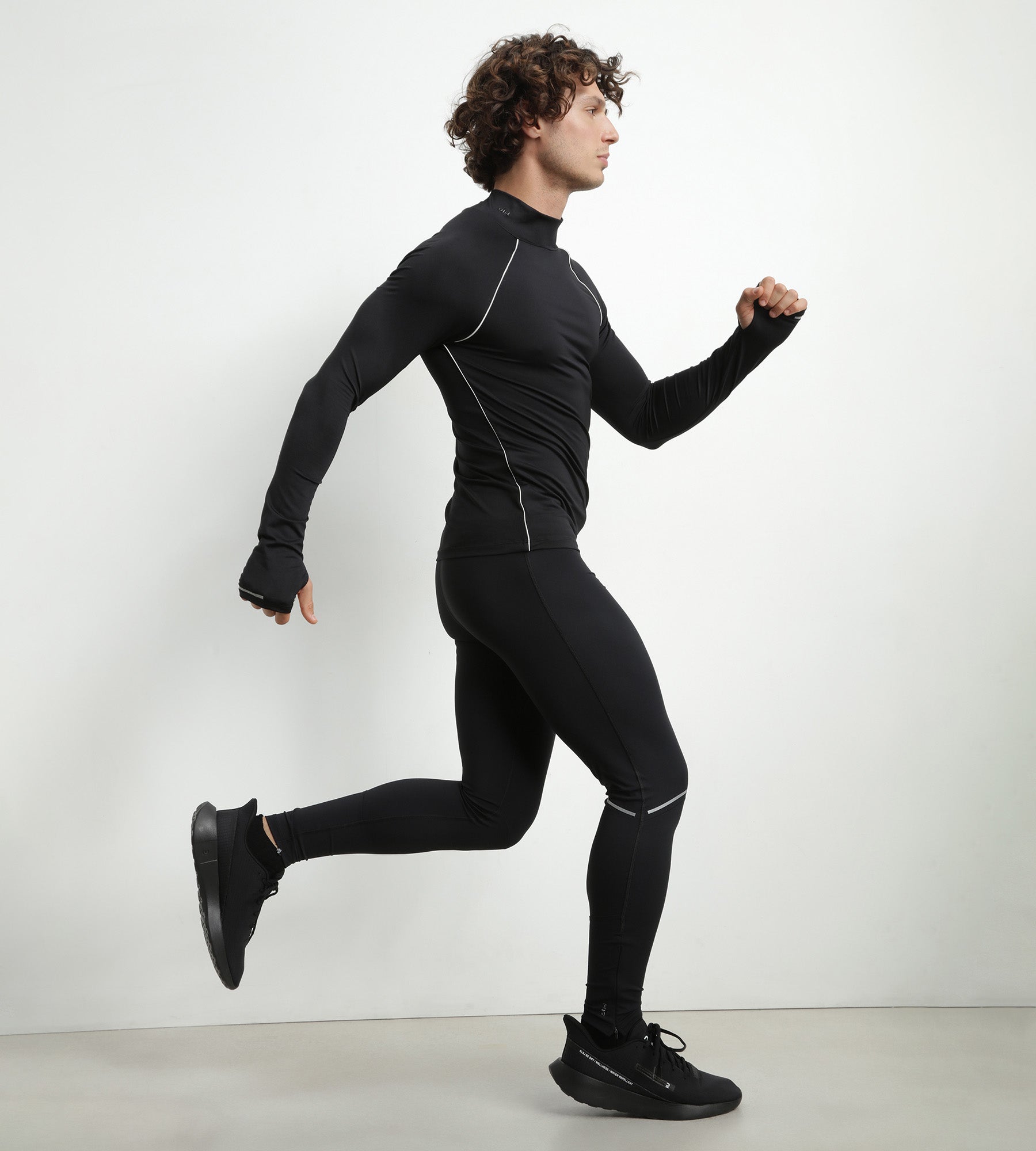Adjustable Men's Sports Leggings in Black Microfiber - Breathable & Stretchy for Running, Gym & Workouts | Dim Move