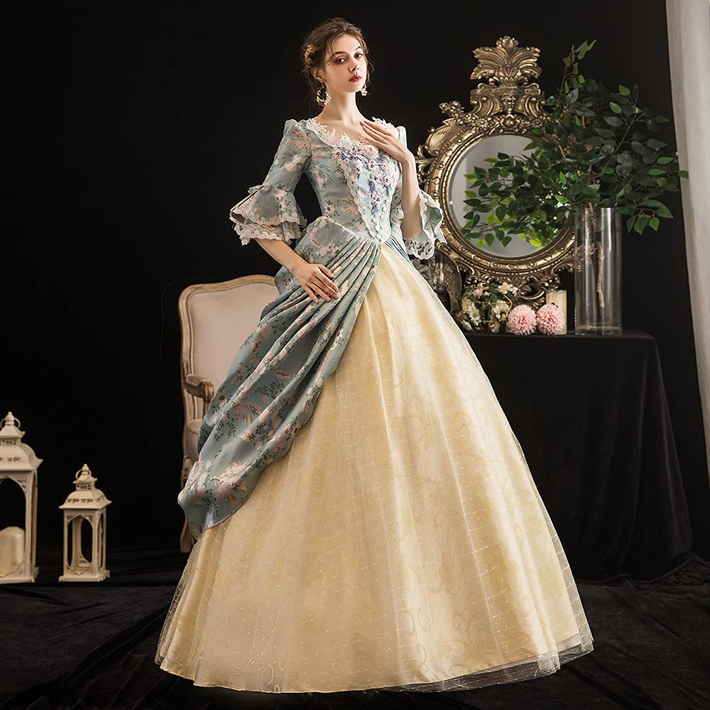 Victorian Ball Gown for Women - Elegant Long Party Dress with Rococo Details | Perfect for Masquerade Balls, Renaissance Fairs & Historical Reenactments