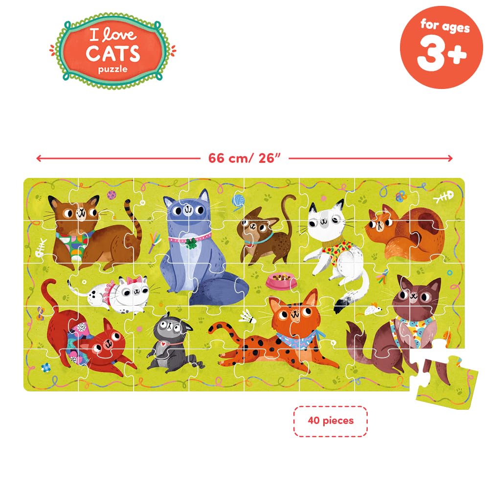 I Love Cats Puzzle - 24-Piece Large Floor Jigsaw Puzzle for Kids Ages 3+ | Fun Educational Toy for Toddlers | Perfect for Family Game Night & Preschool Learning Activities