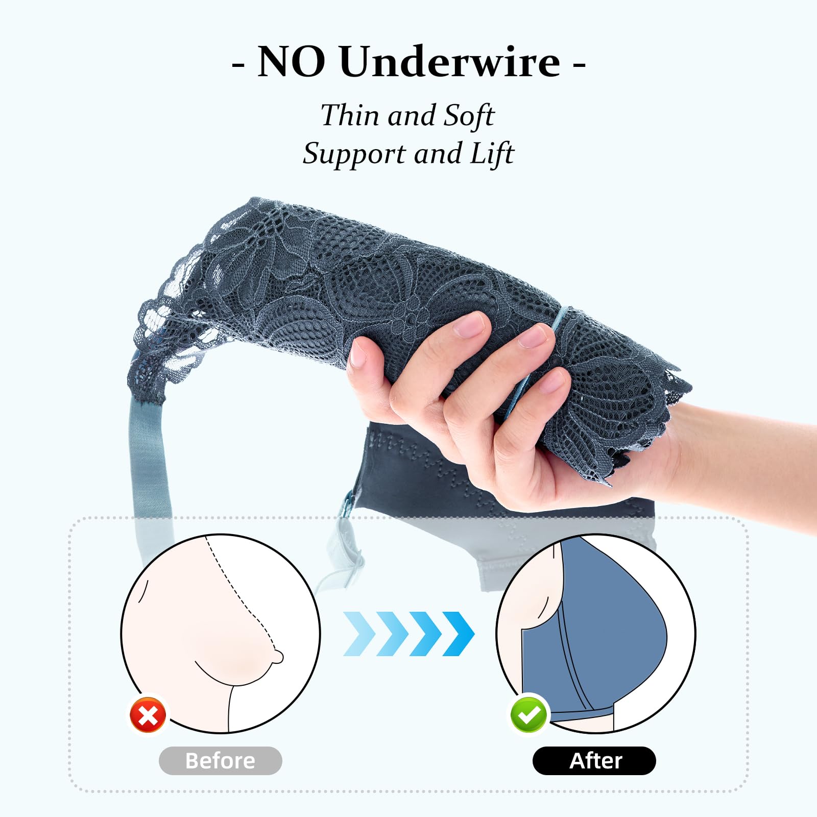 Baetty Wireless Bras for Women - No Underwire, Unpadded Full Coverage Comfort Bra 4548 | Perfect for Everyday Wear, Yoga & Lounge
