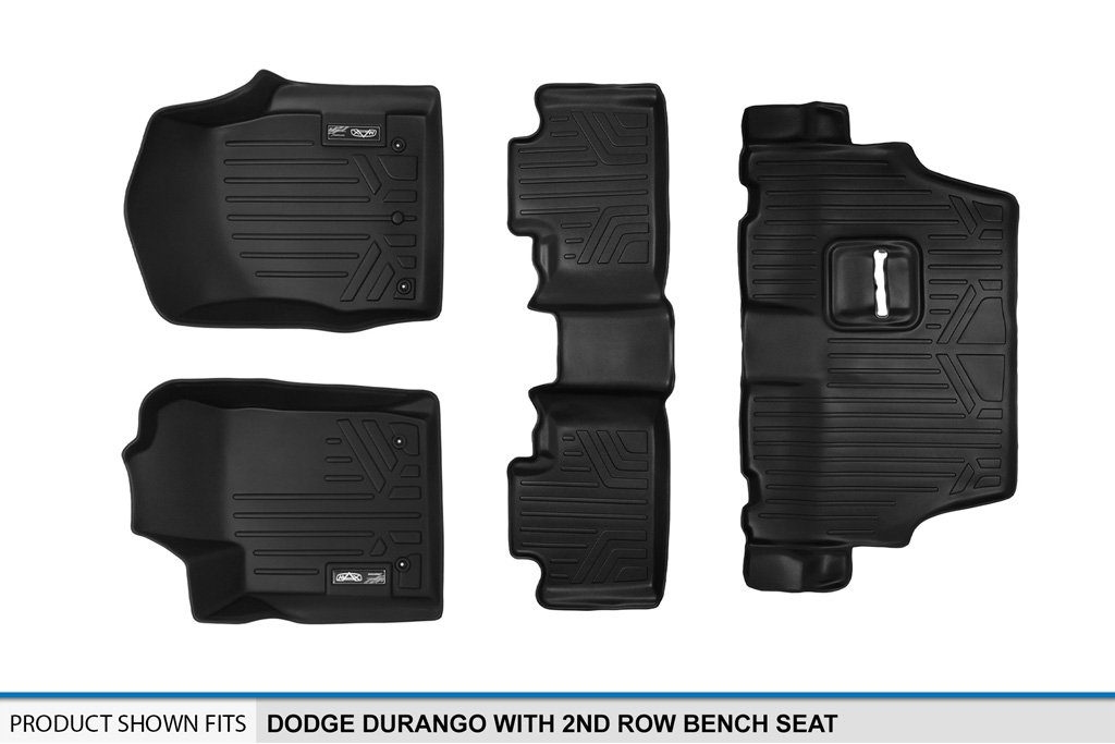 Premium SMARTLINER All-Weather Floor Mats 3-Row Set for 2013-2016 Dodge Durango - Black Custom Fit Car Mats with Front Dual Hooks & 2nd Row Bench Seat Protection - Perfect for Off-Roading, Family Trips and Daily Commute